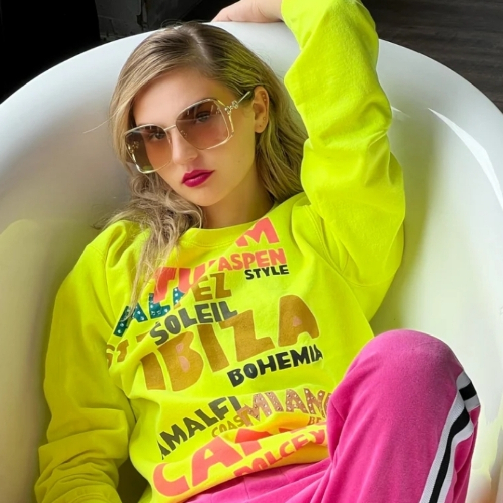 Vibrant Yellow Graphic Sweatshirt